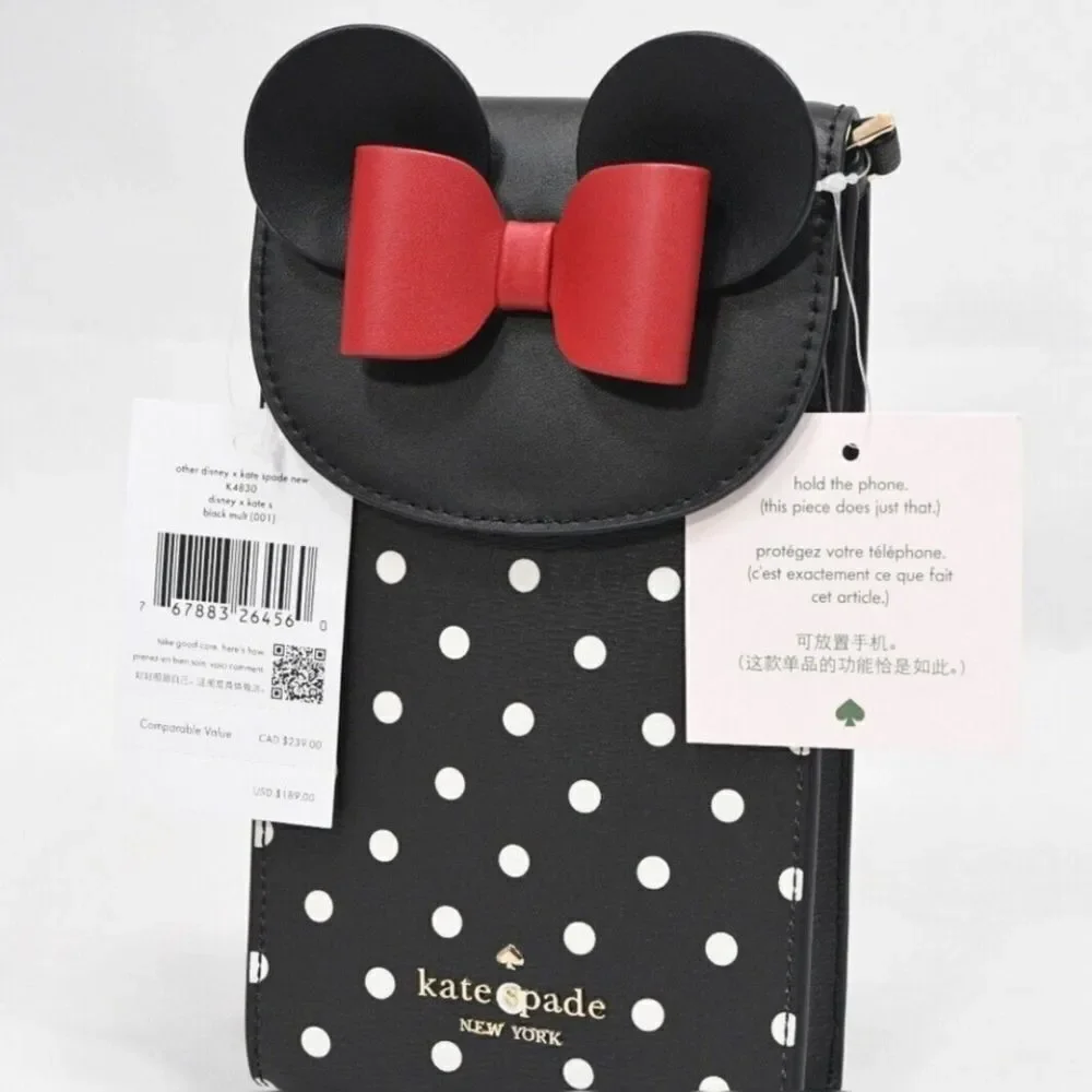Kate Spade x Disney Minnie Mouse North South Flap Phone Crossbody NWT